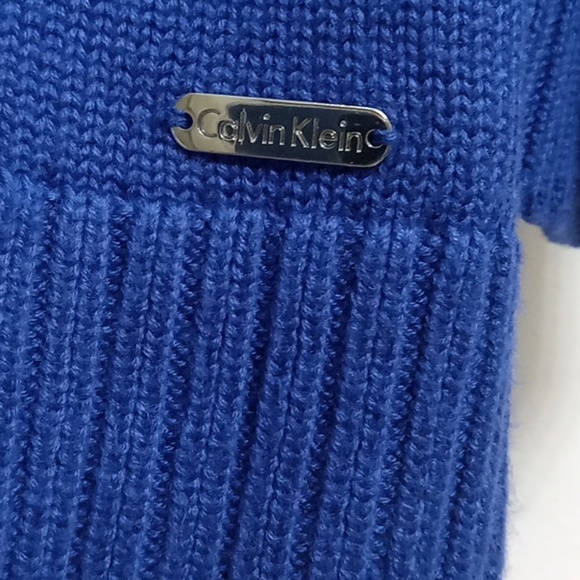 Calvin Klein Royal Blue Tunic Sweater Acrylic Cawl Neck - Picture 2 of 12